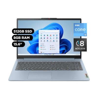 Laptop Lenovo Ideapad Slim 3i 15.6" Intel Core i3 12a Gen 8 Núcleos 8GB 512GB 82XB0032LM