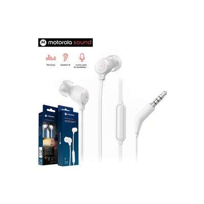 Audífonos In ear Motorola con micrófono Earbuds 3-S HD Blanco