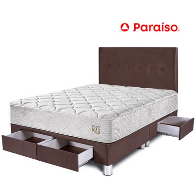 Dormitorio Paraíso Pocket Max con cajones Queen Chocolate