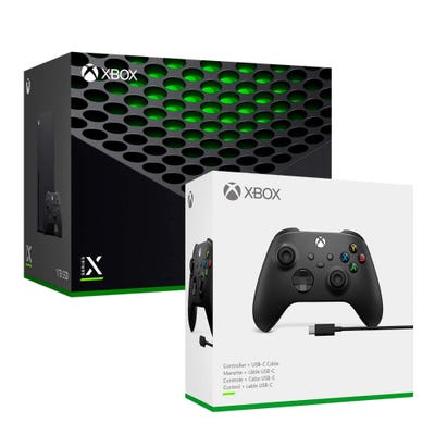 Consola Xbox Series X Microsoft + Mando Microsoft Negro con Cable