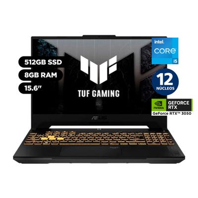 Laptop Gamer Asus TUF Gaming F15 15.6" Intel Core i5 12a Gen 12 núcleos 8GB 512GB SSD NVIDIA RTX3050