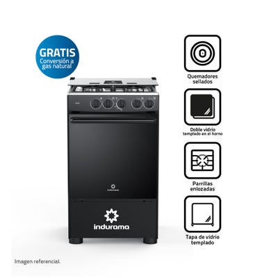 Cocina Indurama Goya 4 Hornillas Negro