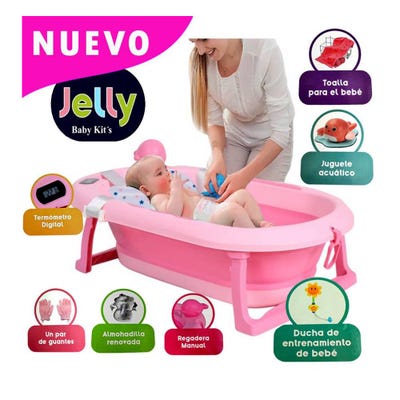 Bañera plegable Baby Kits Jelly con Termómetro Rosa