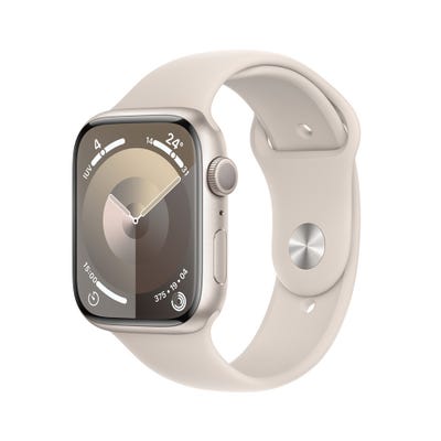Apple Watch Series 9 GPS + Caja de aluminio 45MM Blanco estrella + Correa deportiva S/M Blanco estrella