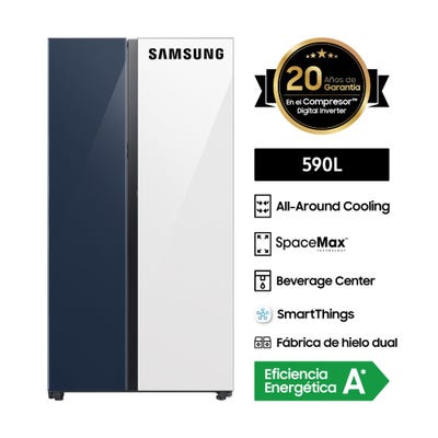 Refrigeradora Samsung Side by Side Bespoke 590LT RS60CB760A7NPE Clean Navy/Clean White