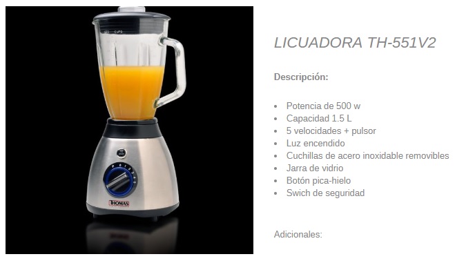 Licuadora thomas 2025 precio